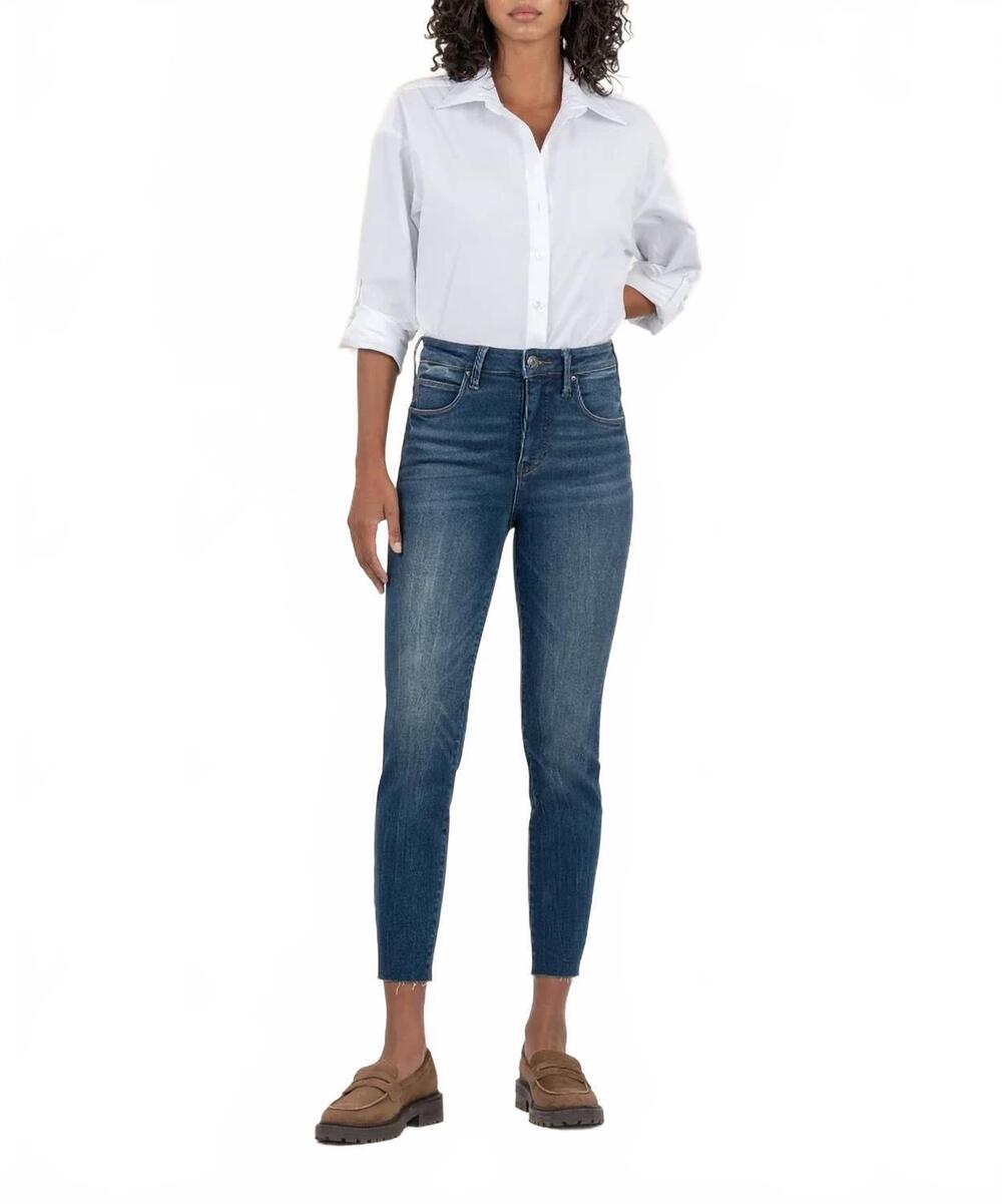 NEW KUT FROM THE KLOTH charlize high rise cigarette leg jeans in jubilant w/dk